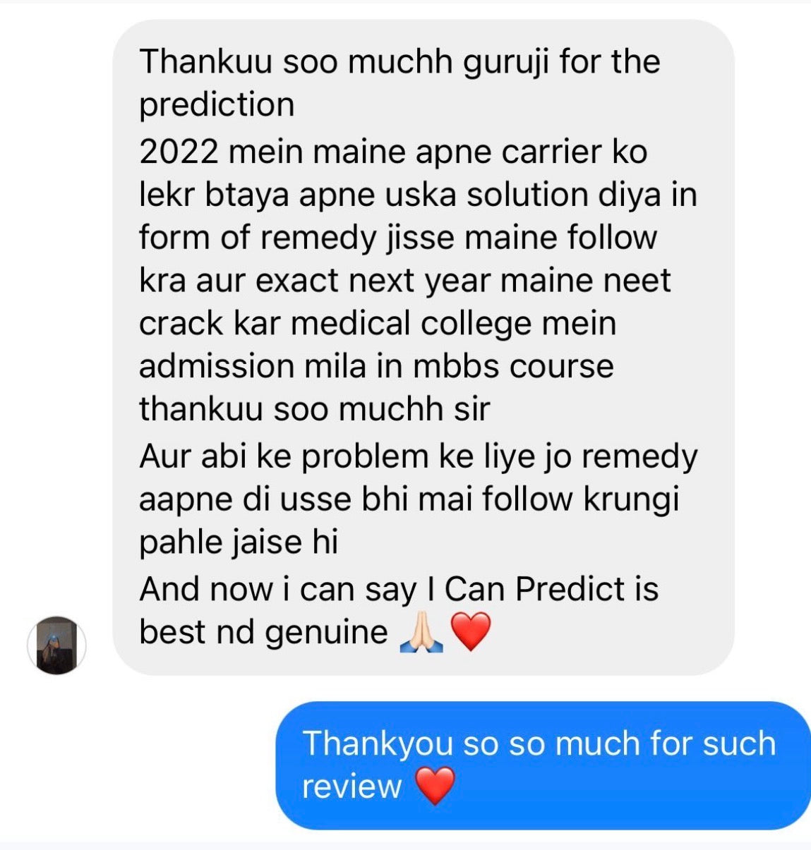 Client review 44 shared with I CAN PREDICT